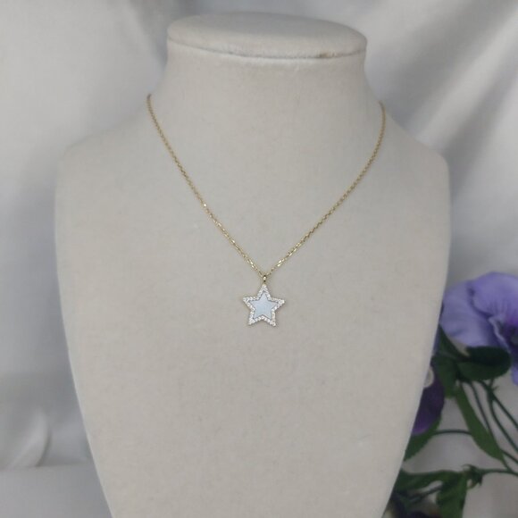 ARGENTO VIVO Gold Star Pendant 18K Sterling Necklace 16-18'' Length New on Card - Picture 10 of 10